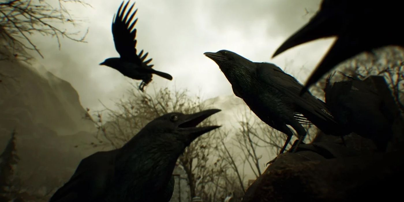 Resident Evil Village - A Screenshot Of Some Crows