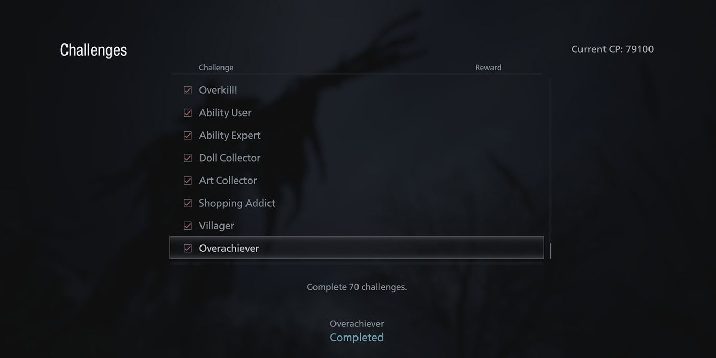 Resident Evil Village - The Challenge Screen, Fully Completed