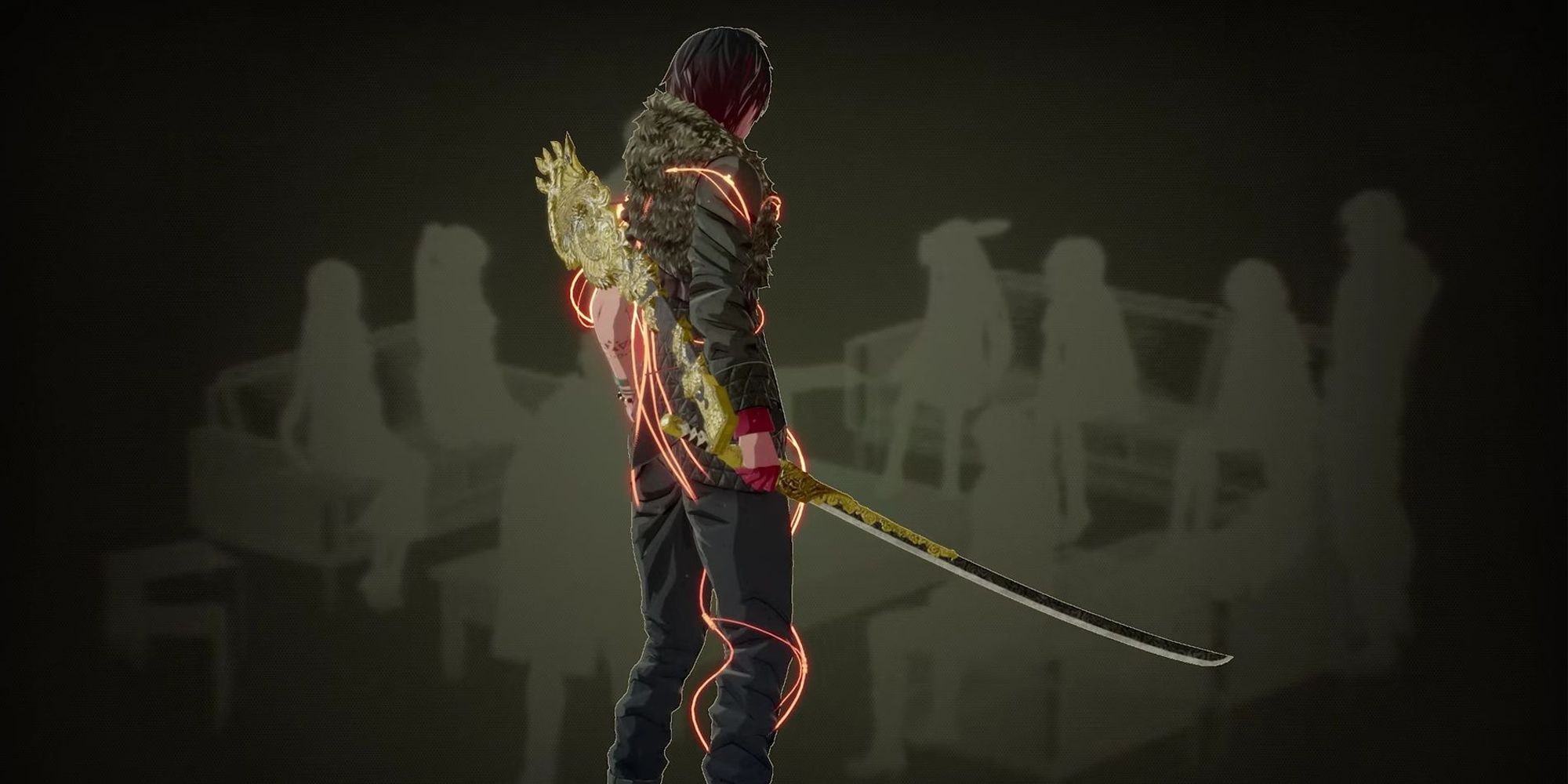 Yuito wielding his special Otori katana in Scarlet Nexus