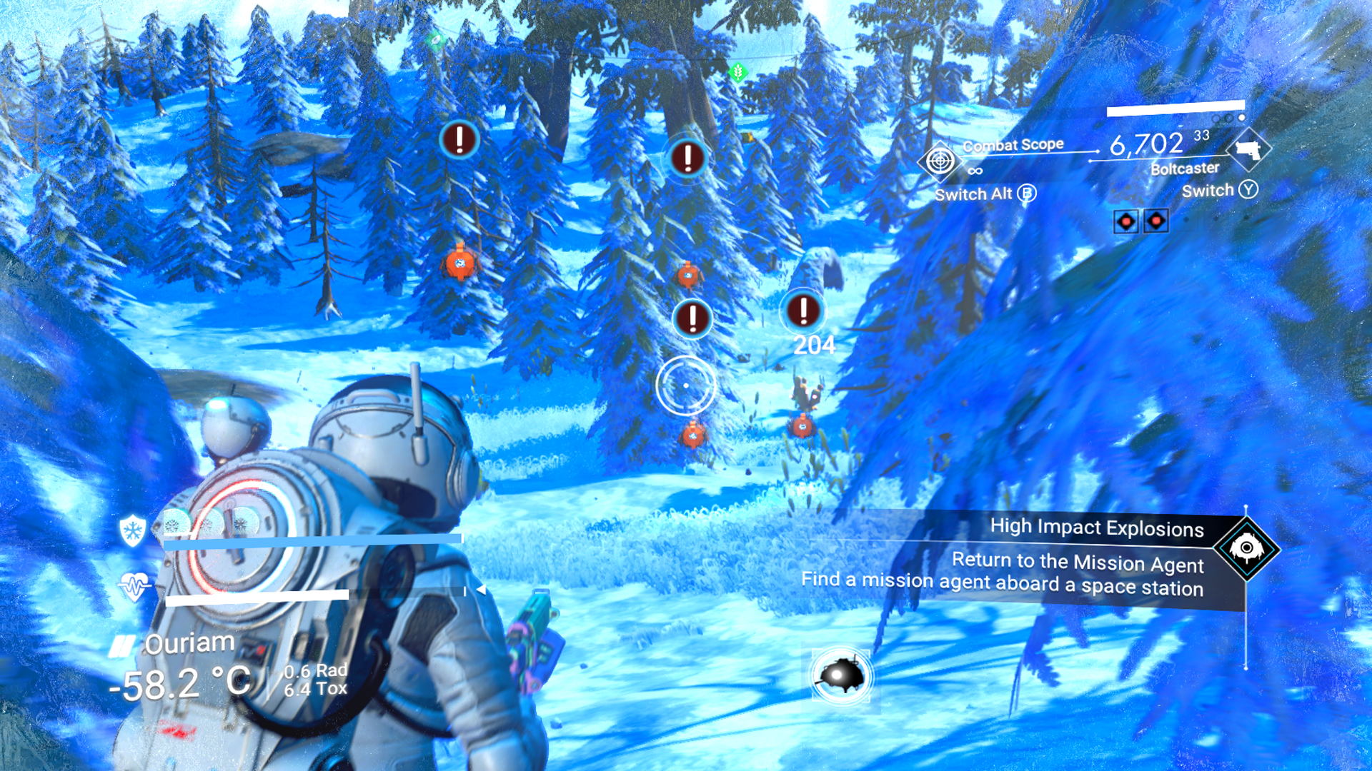 a swarm of sentinels in front of the player