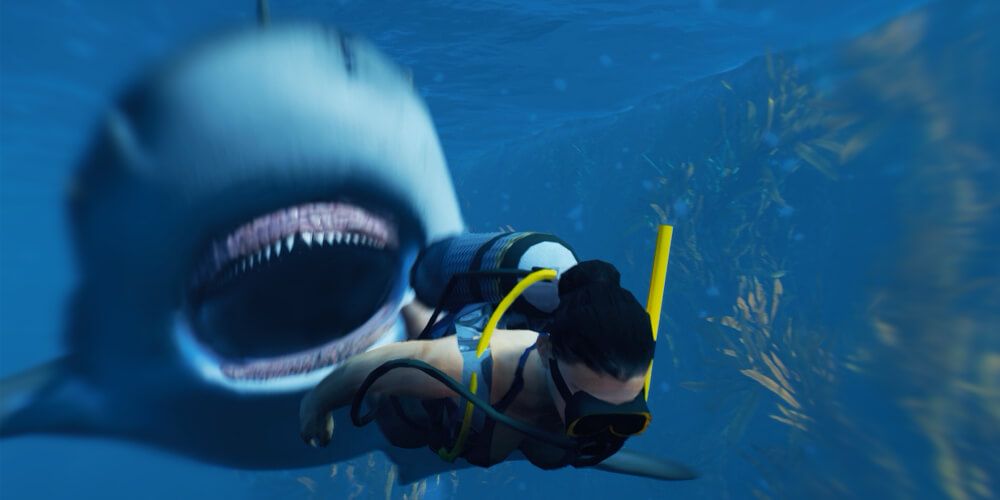 Maneater Shark Tries To Eat Diver