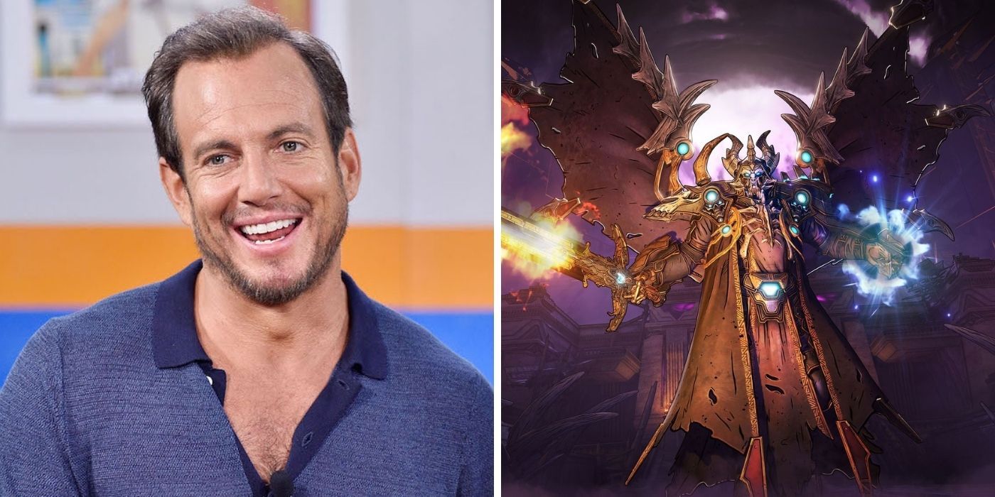 Split image of Will Arnet on left, the Dragon Lord from Tiny Tina's Wonderlands on right
