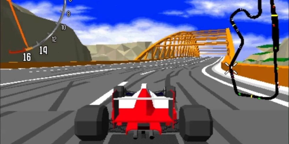 racing car before a bridge 