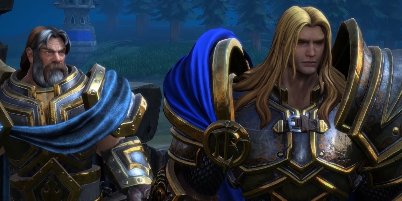 World of Warcraft Arthas and Uther in armour standing beside each other