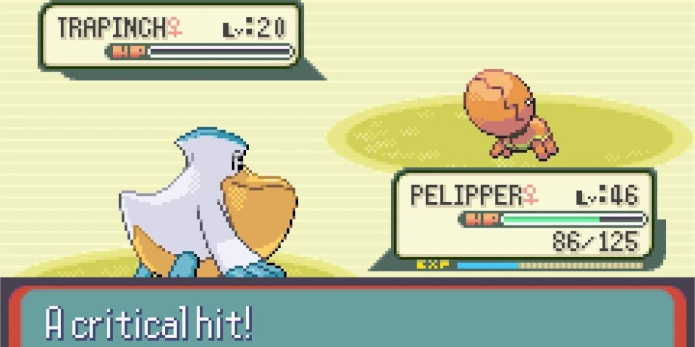 a pelliper critical hitting a trapinch