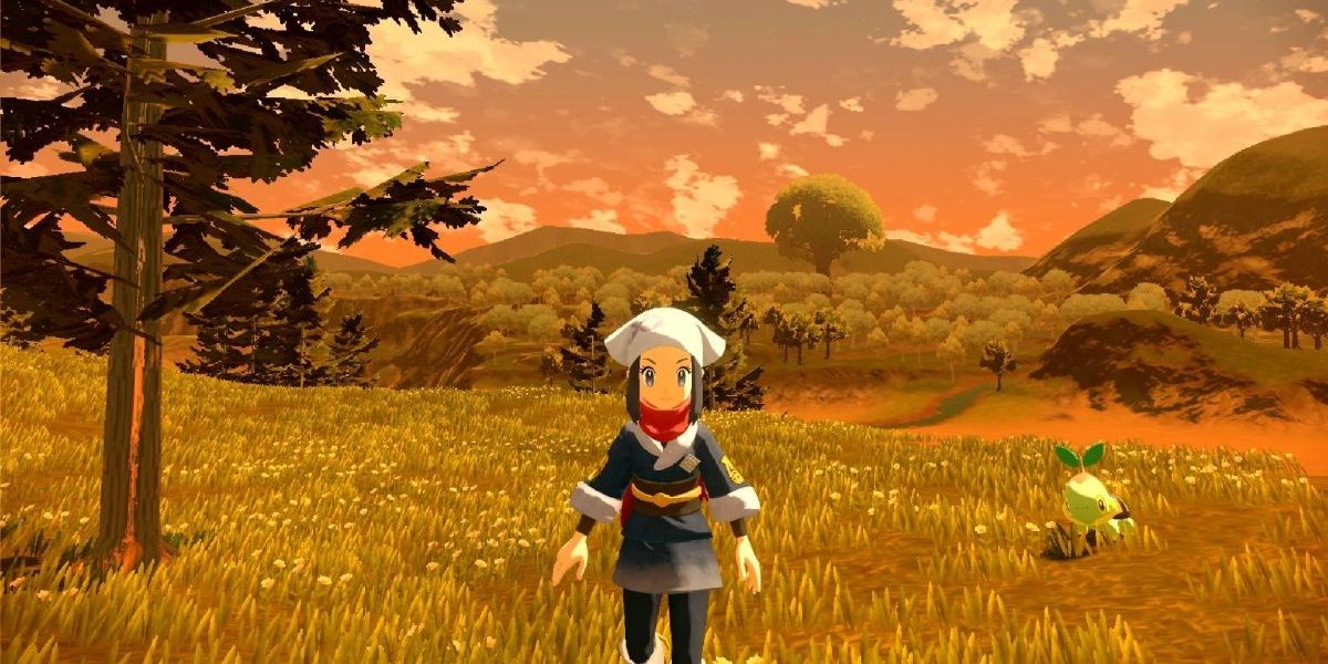 Female character in field with Turtwig.