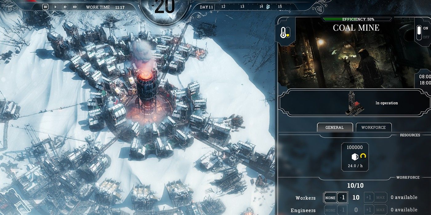 operational coal mine in frostpunk