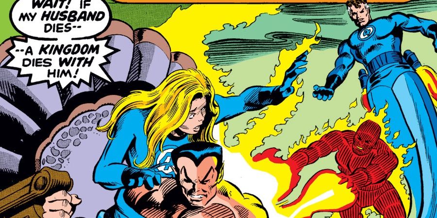 Sue Storm protecting husband Namor 