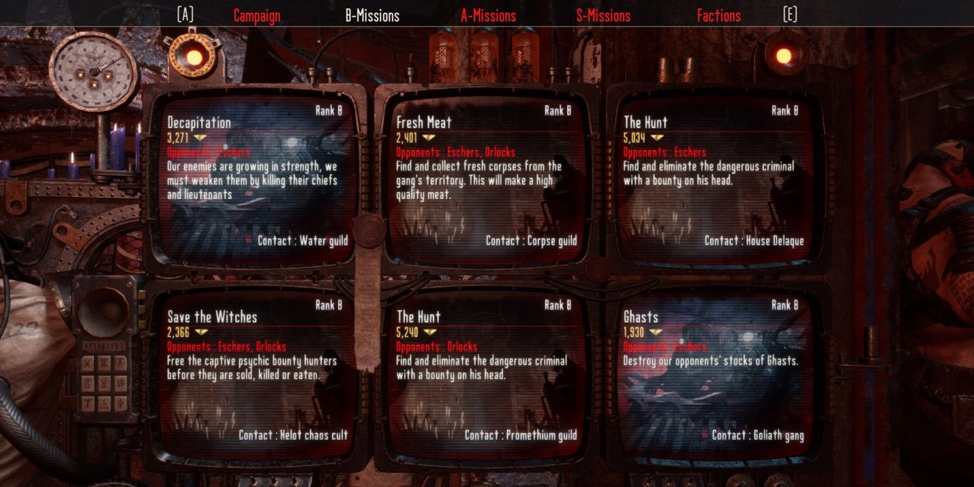 Necromunda: Hired Gun Side Mission Menu