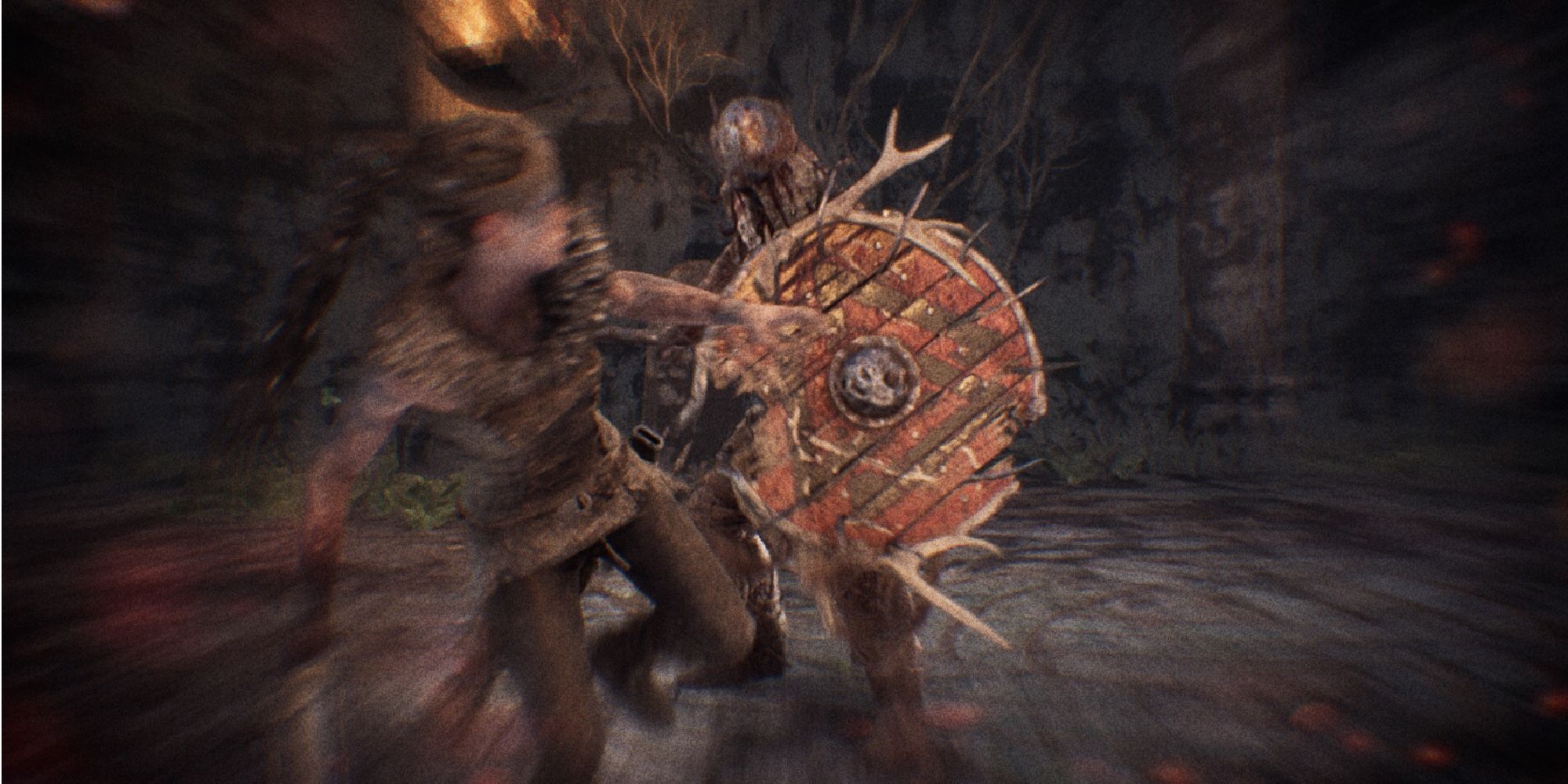 Senua Prepares To Kick A Shielded Enemy In Hellblade: Senua’s Sacrifice