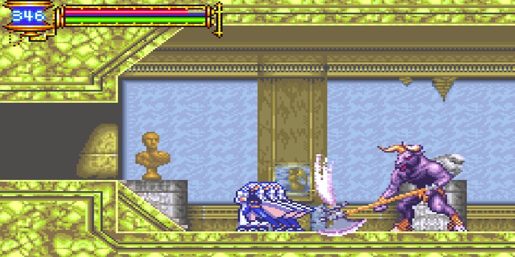 Fighting enemies in Castlevania: Aria Of Sorrow