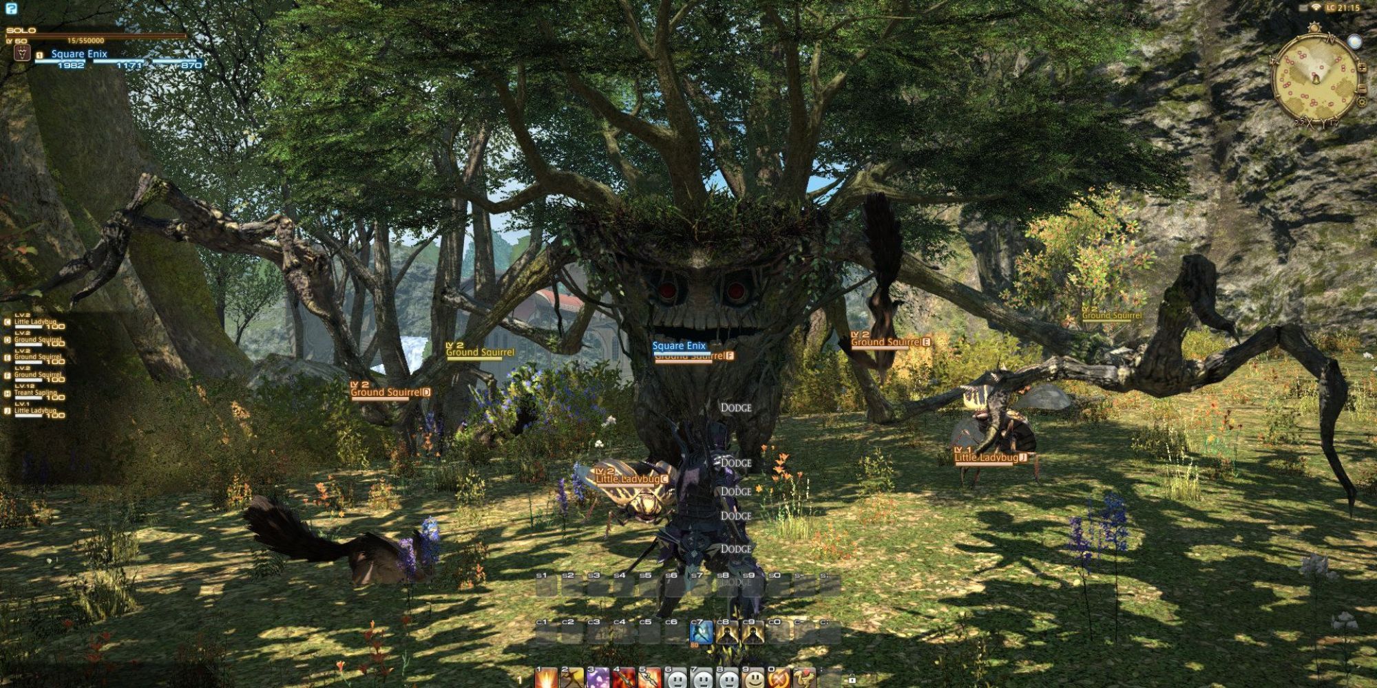 Final Fantasy XIV Boss Battle With Tree Fern Boss and Company