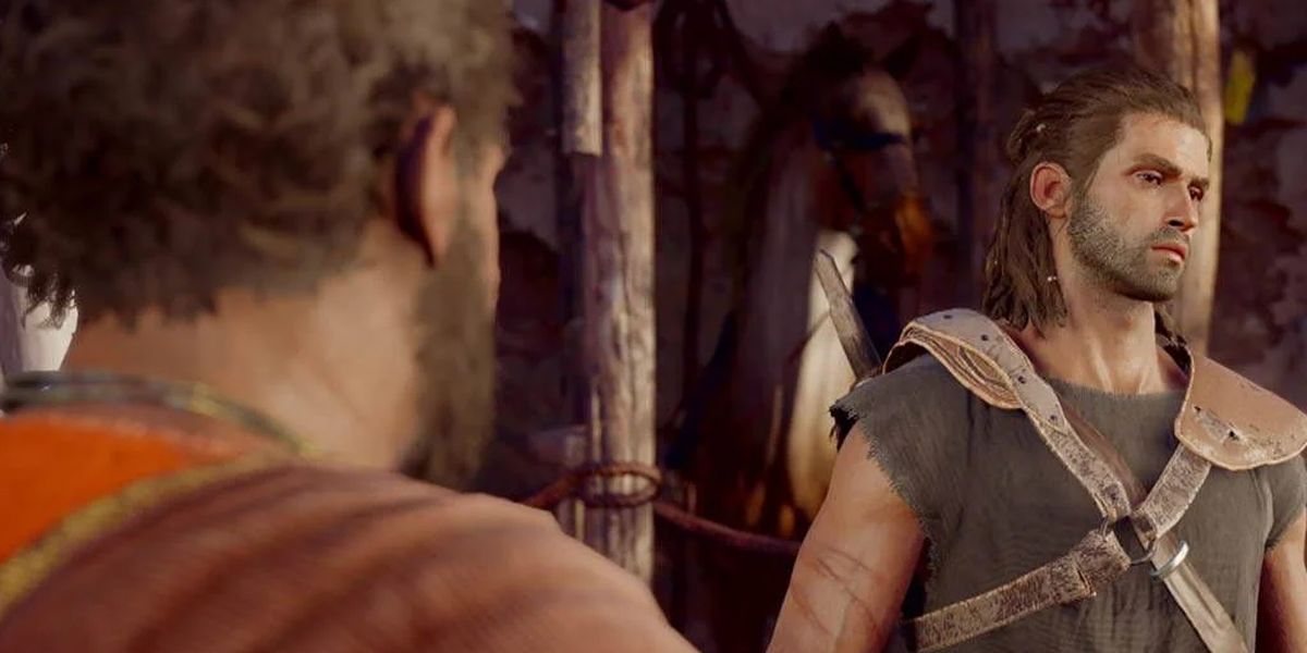 AC Odyssey A Business Opportunity an NPC talking to the main character