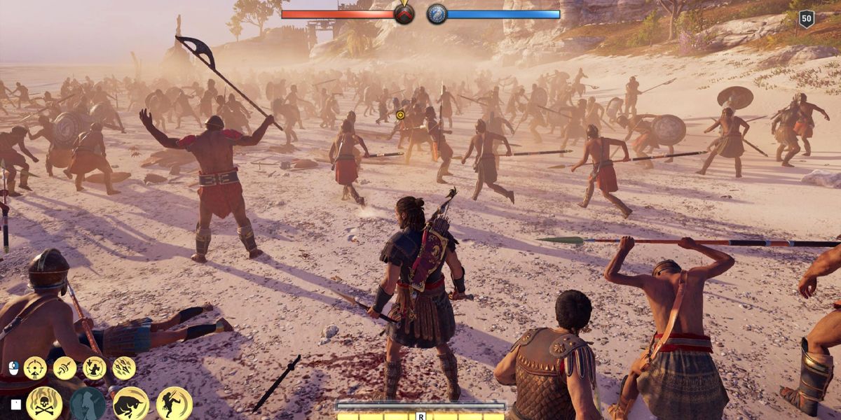 AC Odyssey Call To Arms screenshot alexios standing in battle