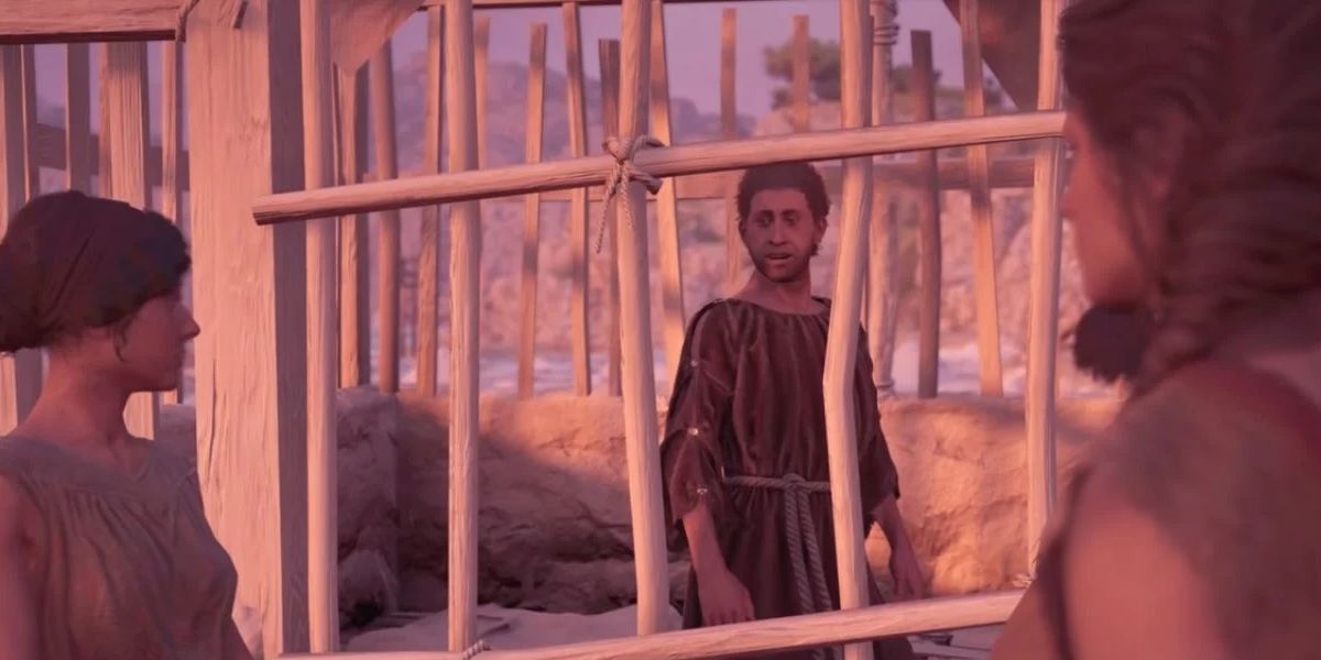 AC Odyssey Family Values a character in a cage