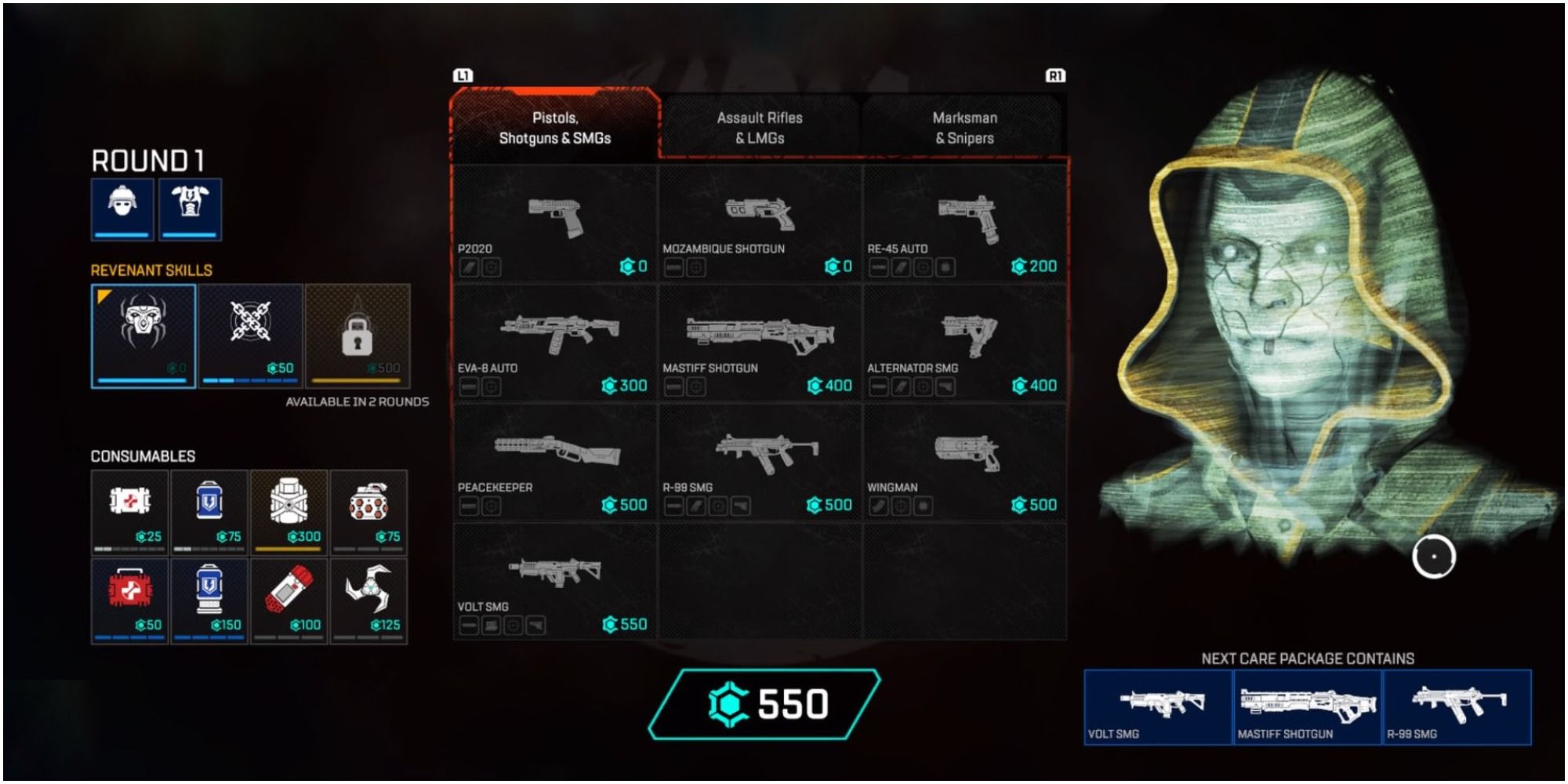 Apex Legends Arenas Purchase Weapons Screen