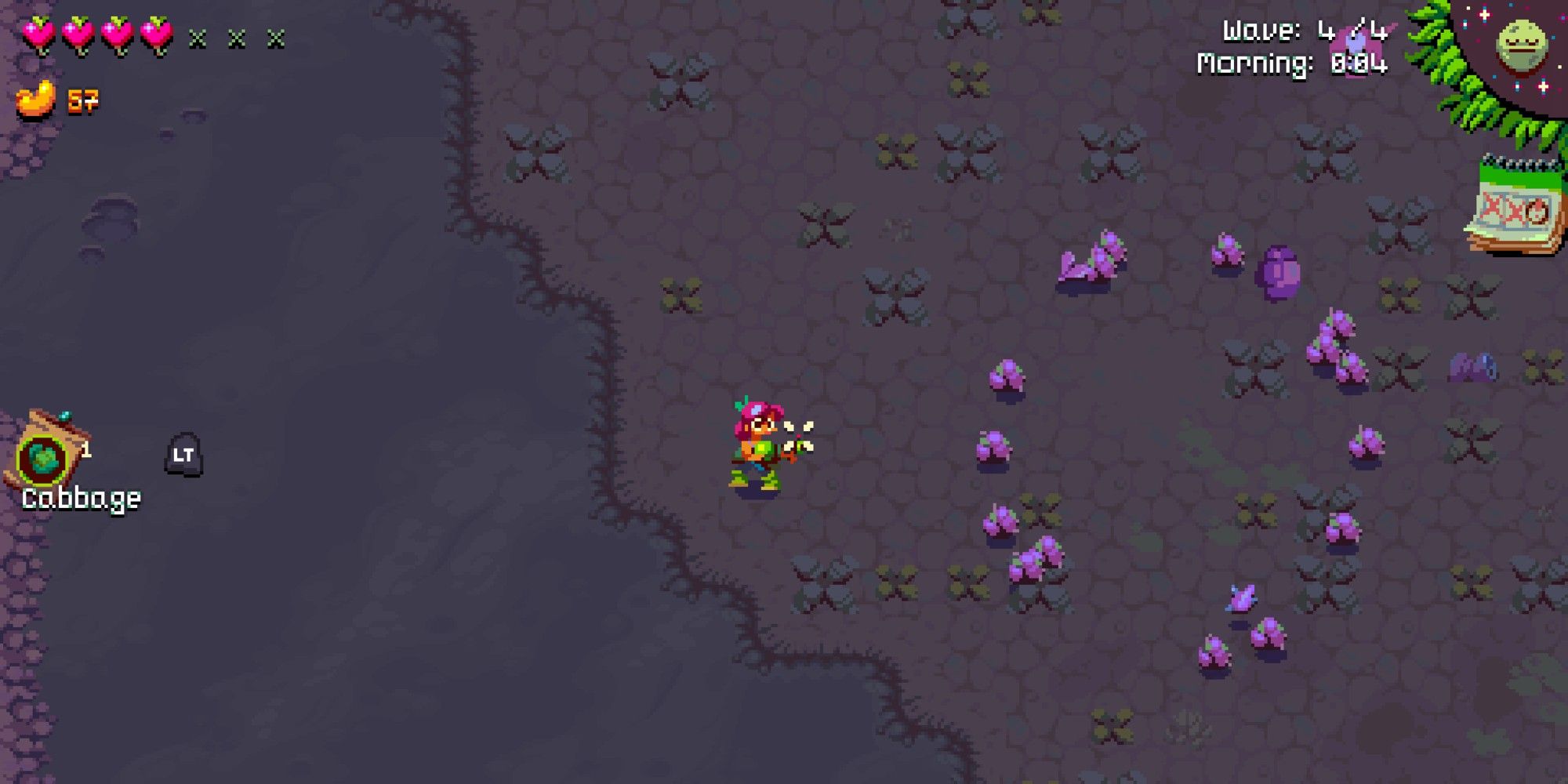 Atomicrops Dusk Attack, collecting fertilizer