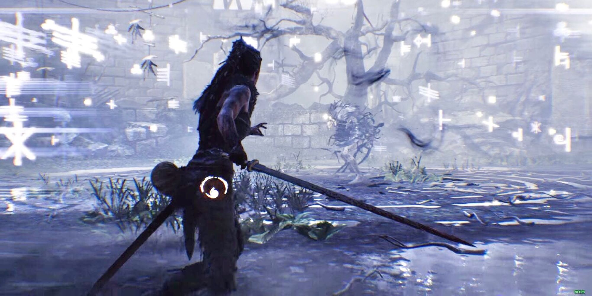 Senua Activates Focus In Her Battle With Valravn In Hellblade: Senua’s Sacrifice