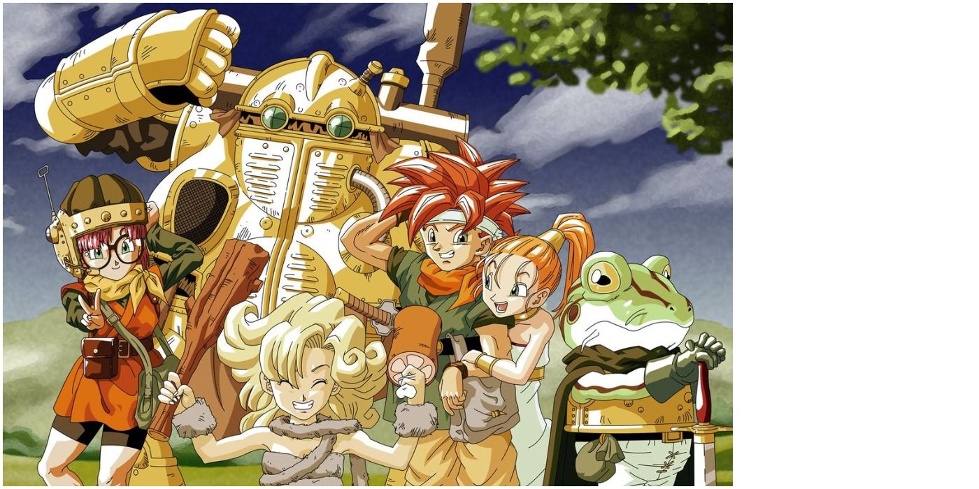 Chrono Trigger Artwork Featuring Crono, Robo, Frog, Lucca, Ayla and Marle