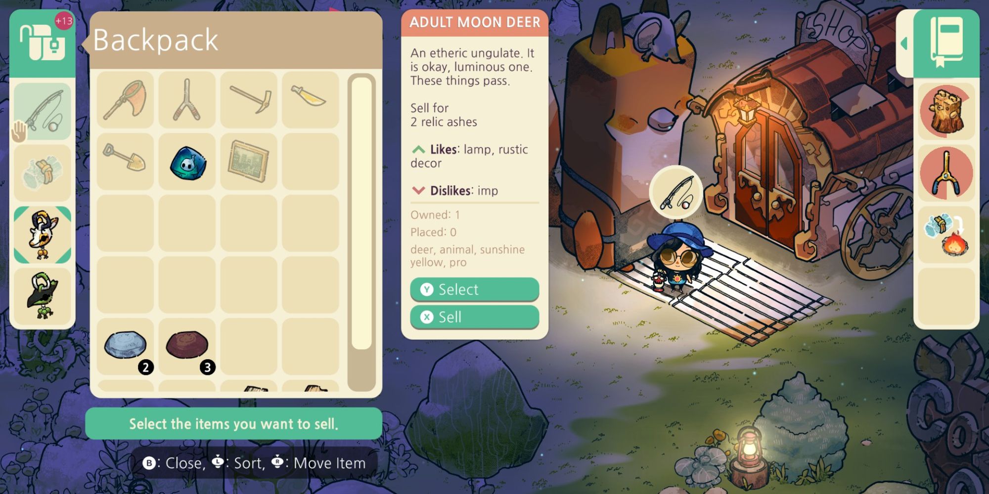 Cozy Grove selling a spirit deer