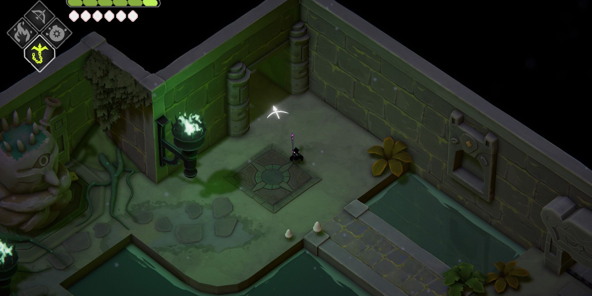 Death's Door: Mushroom Dungeon secret hallway in water filled room