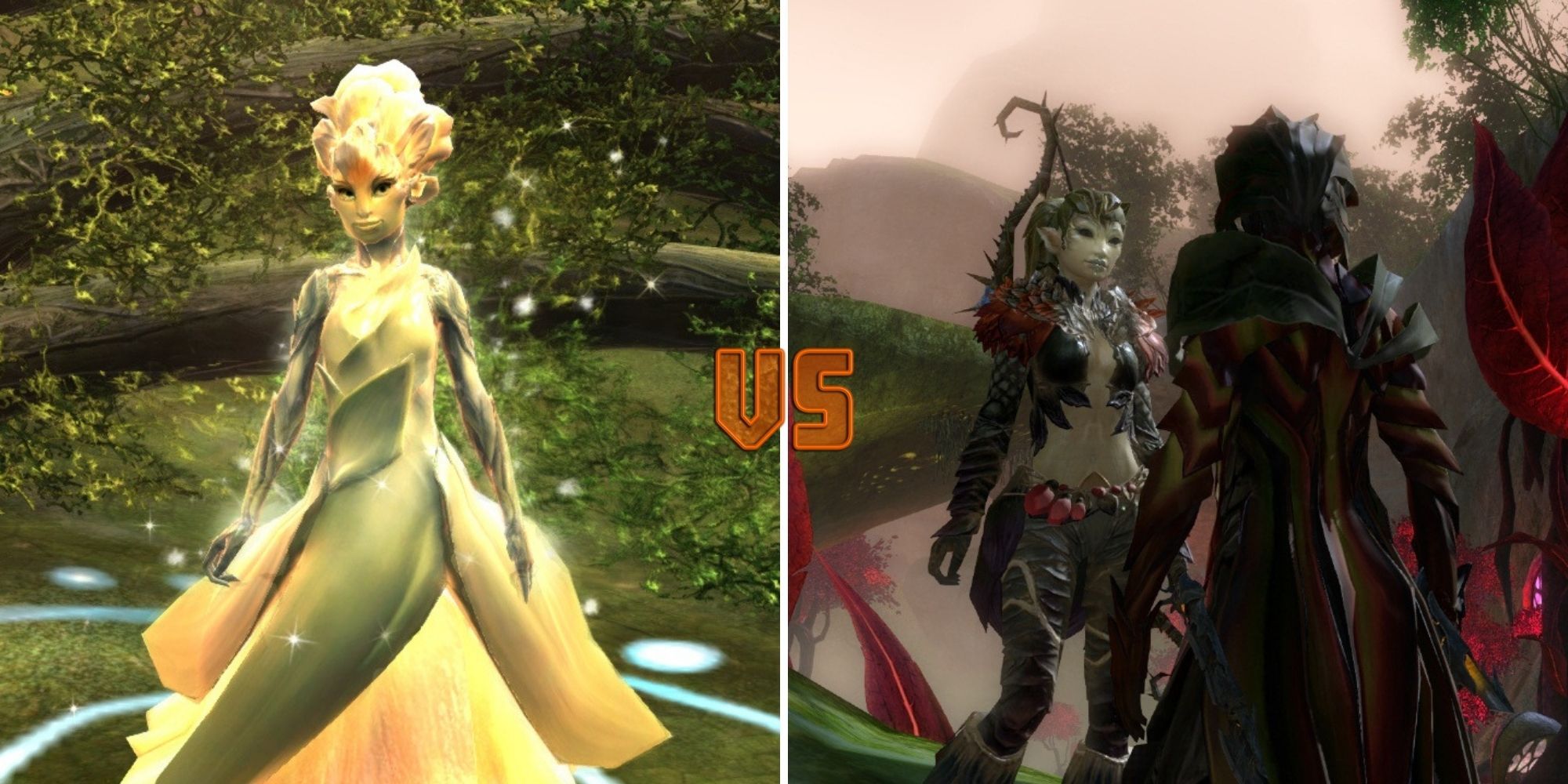 Guild Wars 2 - The Pale Tree (left) and Nightmare Courtiers (right)