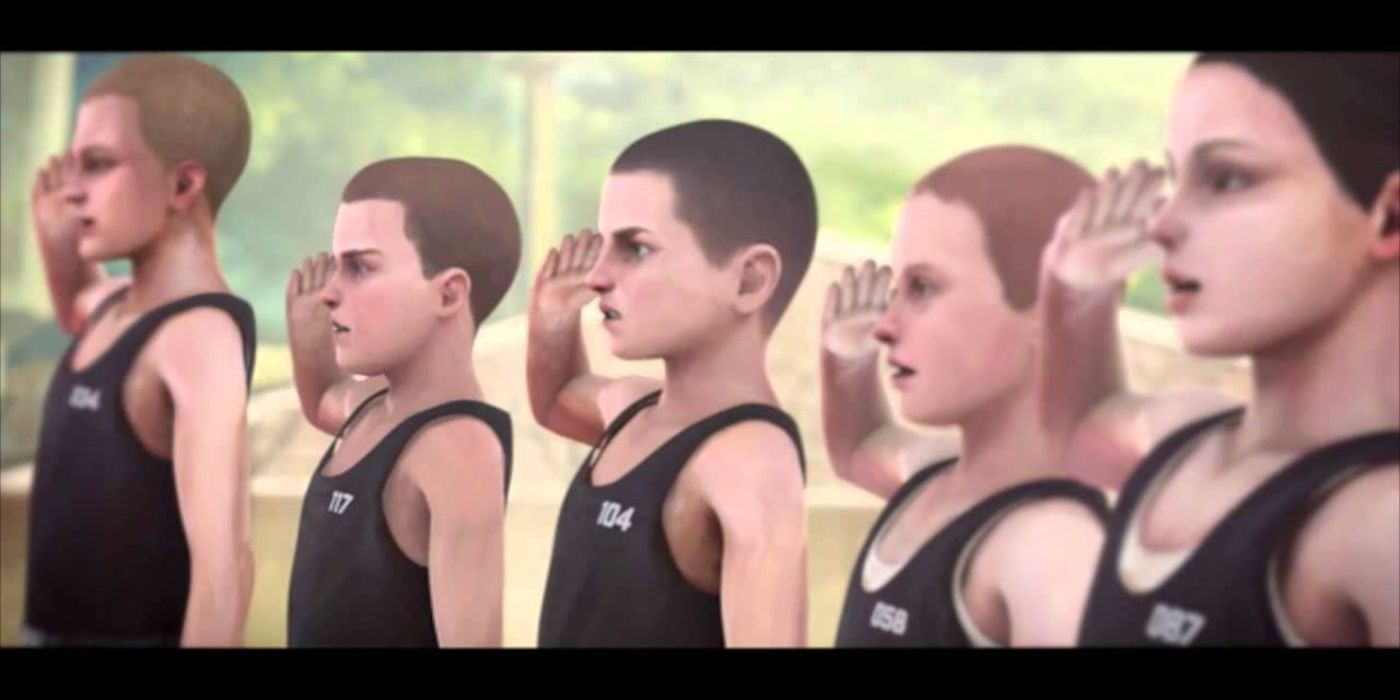 Kids training to become Spartans in the Halo Fall of Reach movie