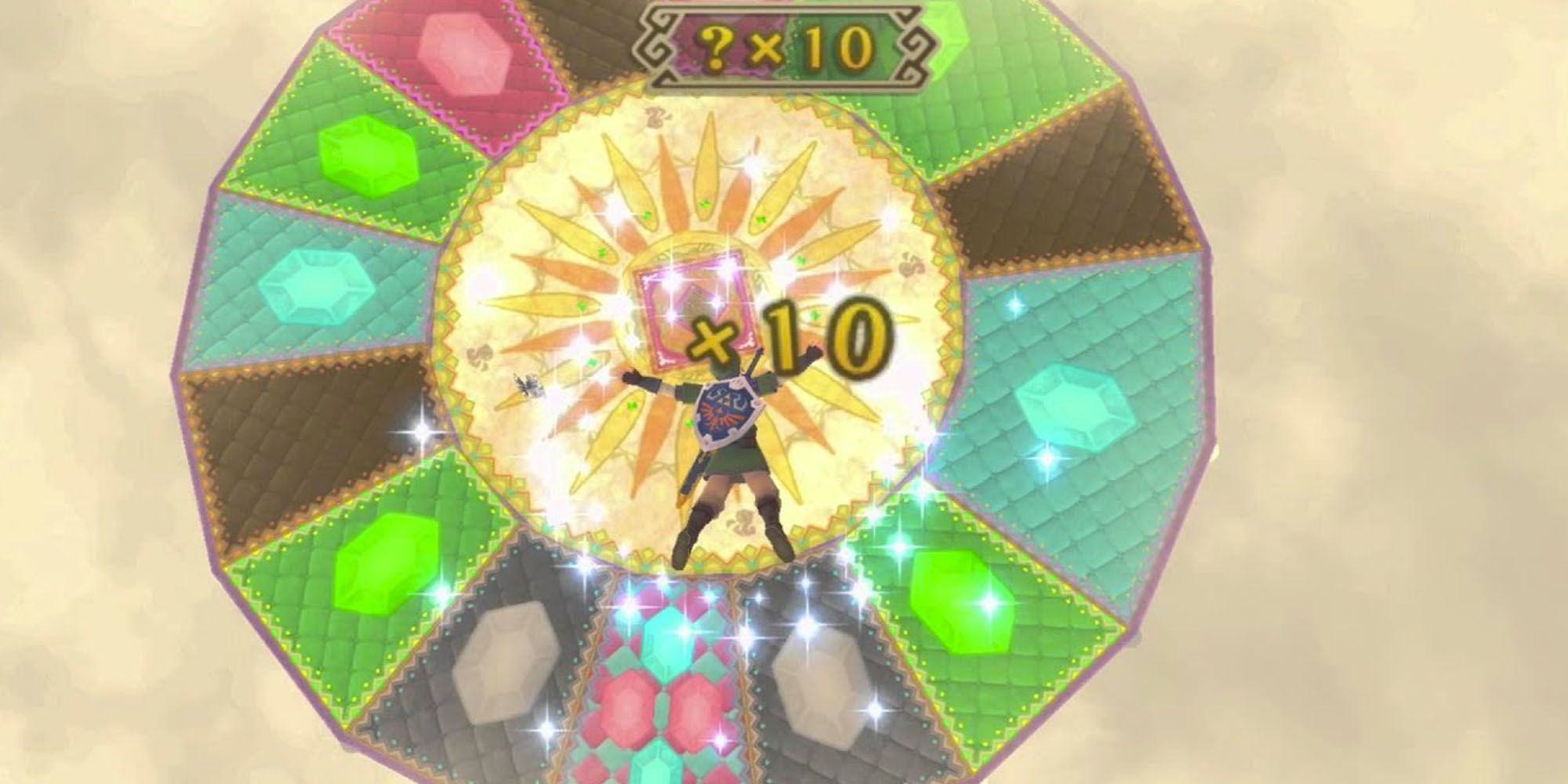 Link playing Dodoh's High Dive minigame in The Legend of Zelda: Skyward Sword