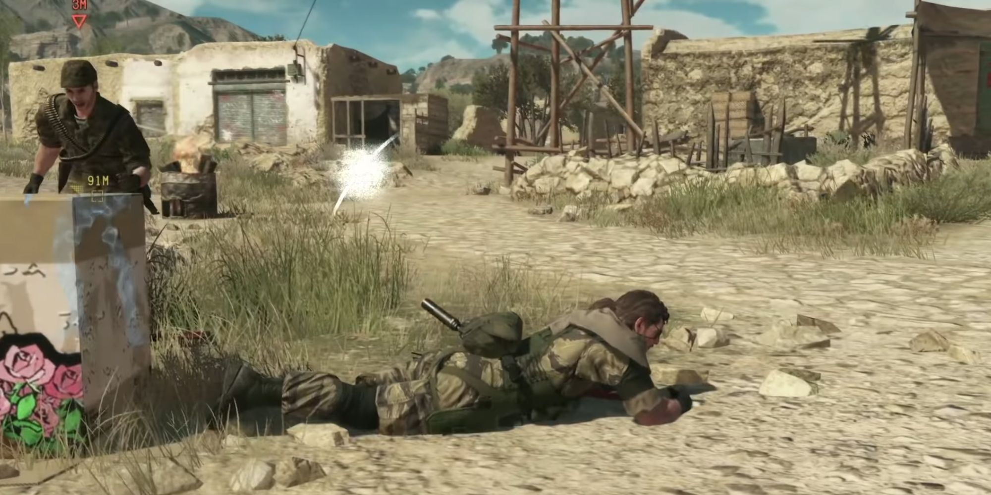 Solid Snake on the ground in MGS