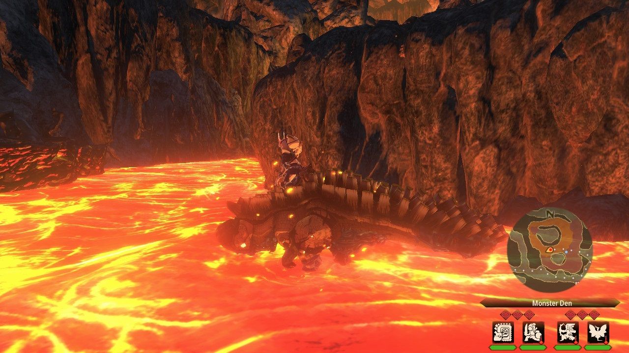 Monster Hunter Stories 2 Wings of Ruin Lava Dive riding action