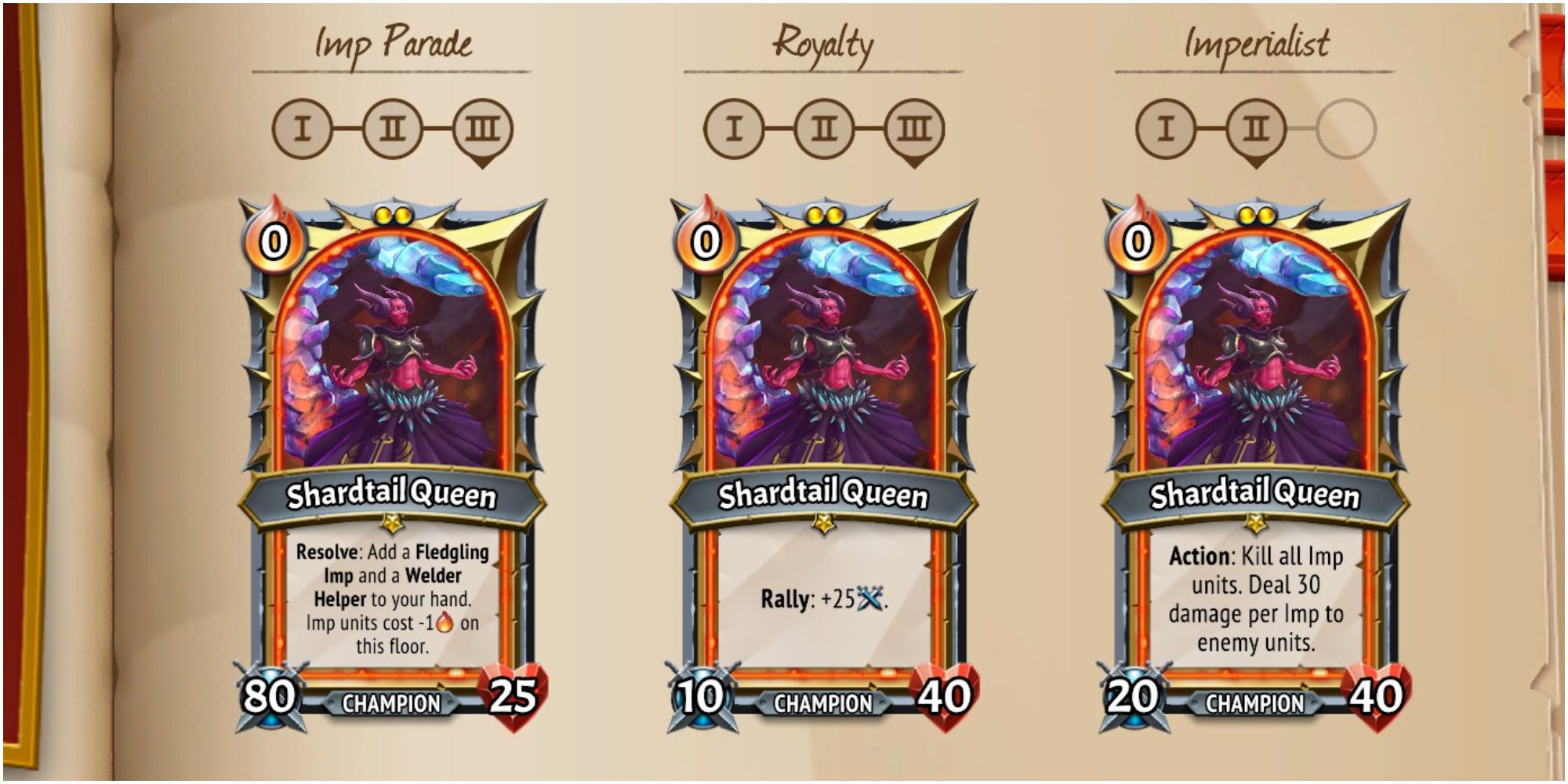 Monster Train Shardtail Queen Card List