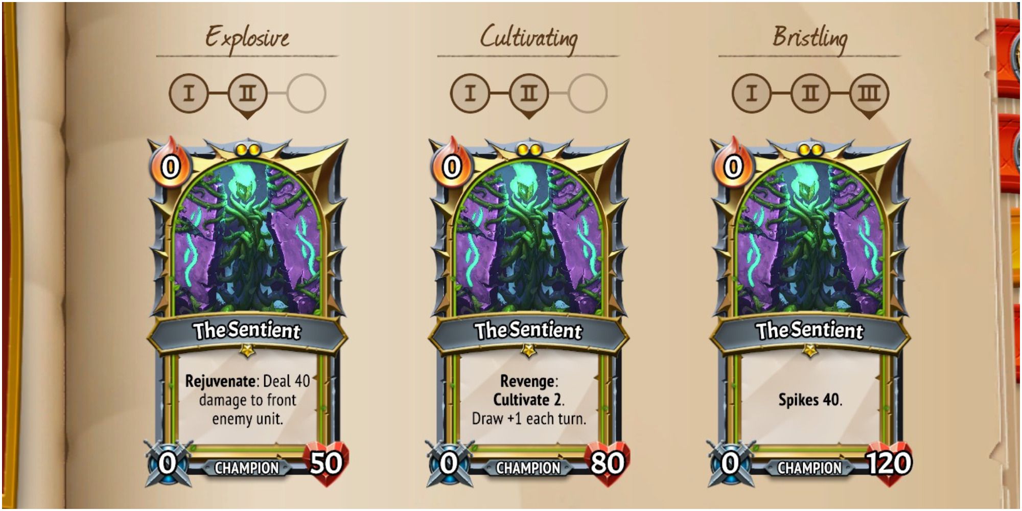 Monster Train The Sentient Card List
