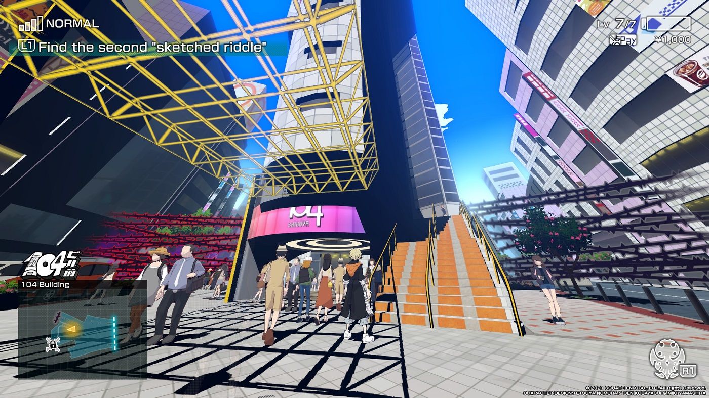 NEO The World Ends With You in front of the 104 building