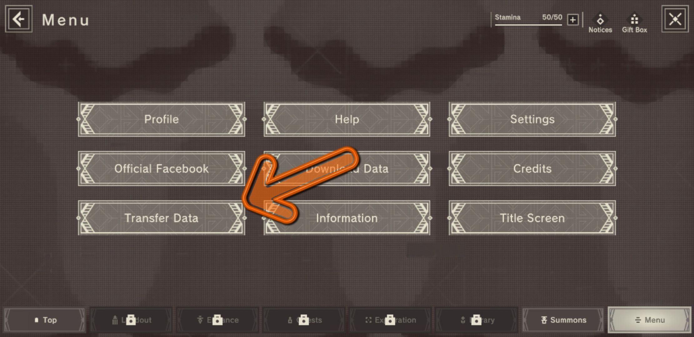 Nier Reincarnation Transfer Data option