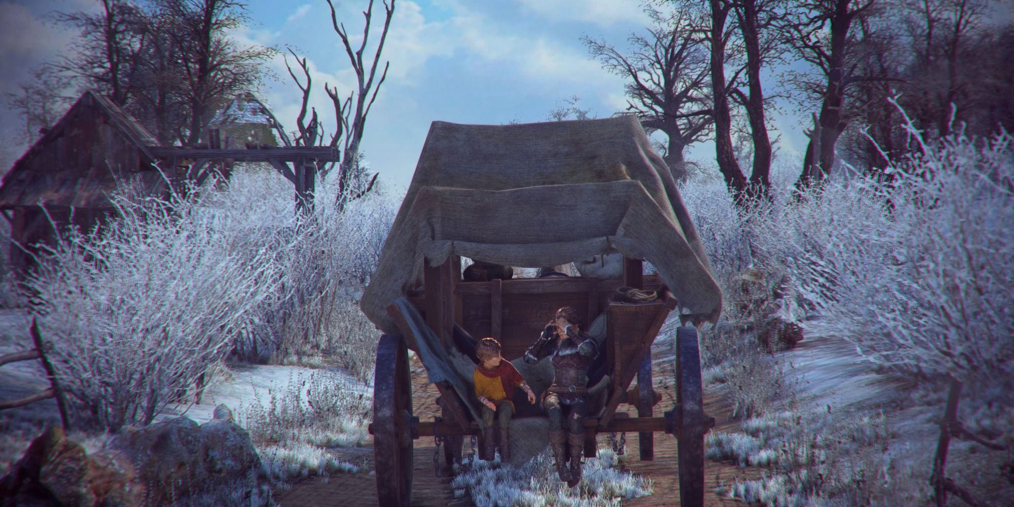 Plague tale ending shot heroes in a cart
