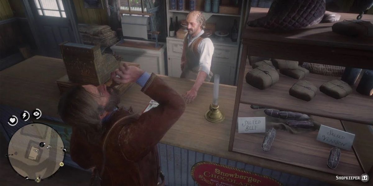 Red Dead Redemption 2 Arthur drinking a tonic