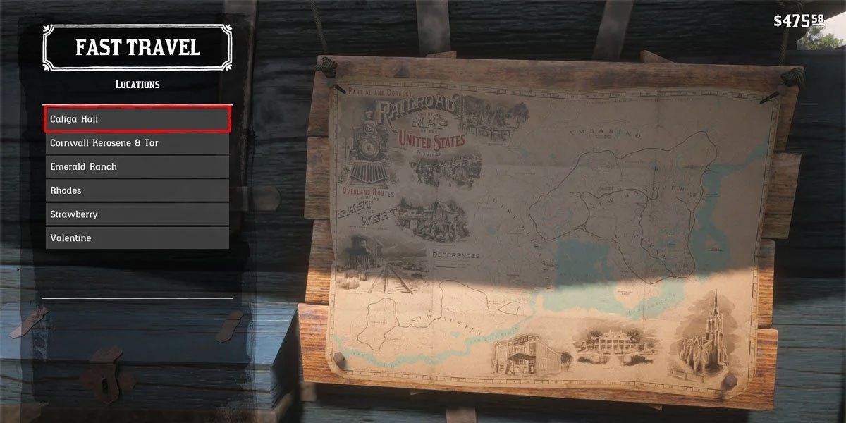 Red Dead Redemption 2 arthur map fast travel
