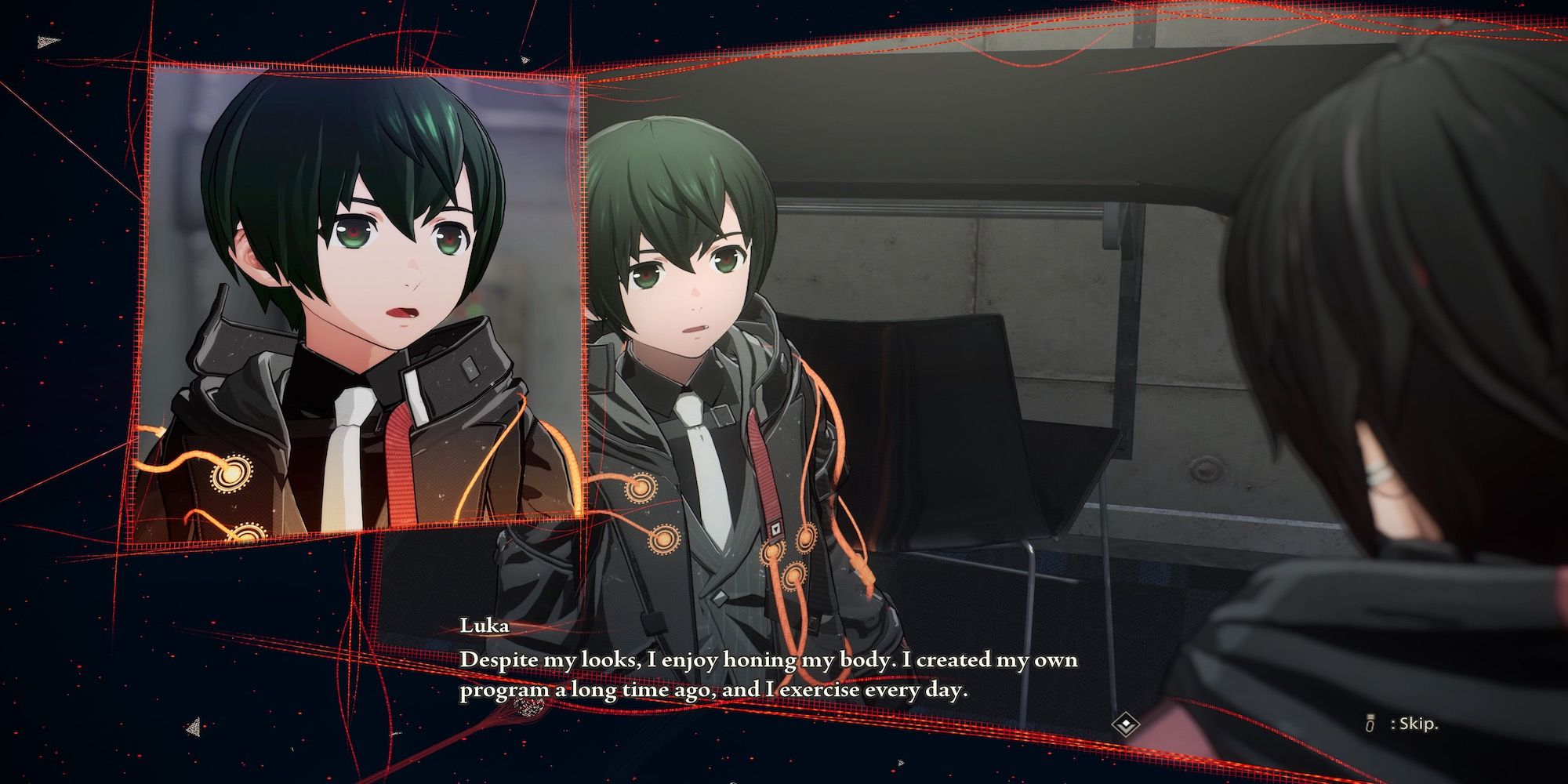 A story cutscene from Scarlet Nexus