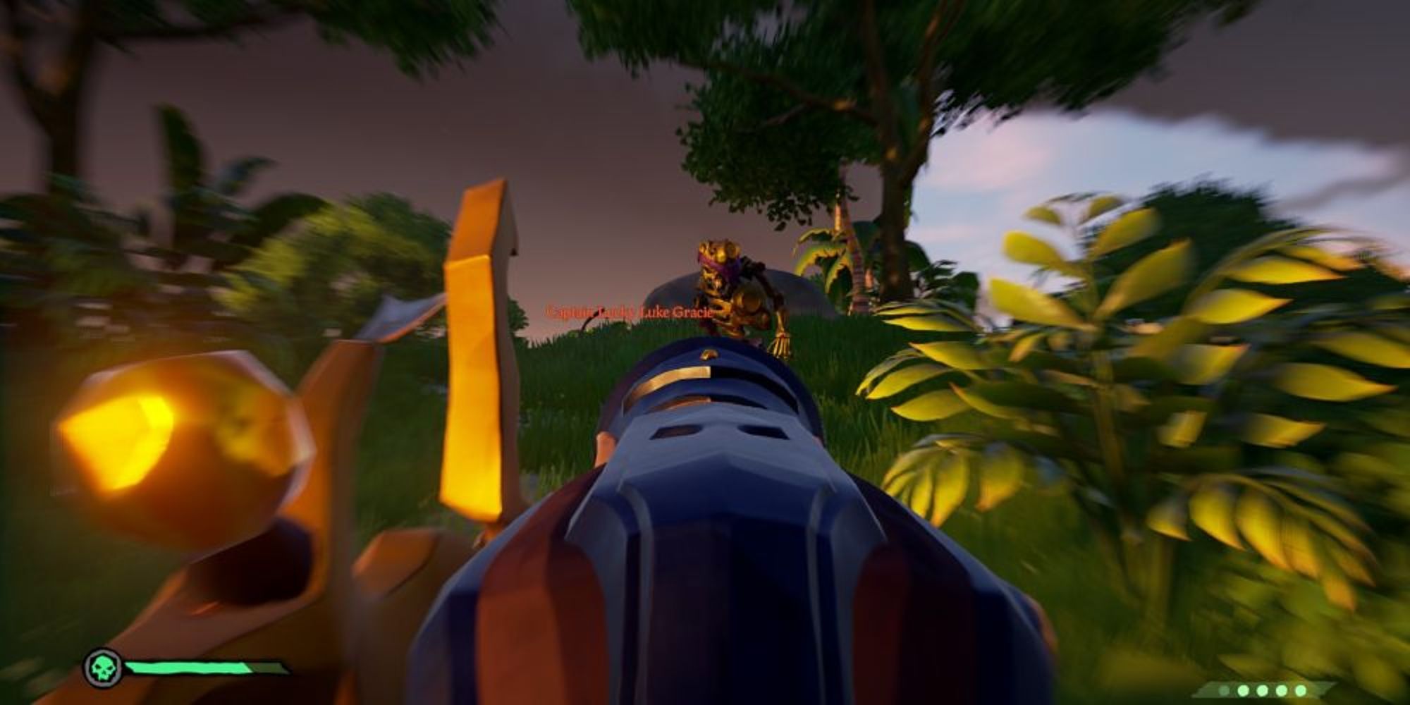 Sea Of Thieves aiming Blunderbuss at Gold Skeletons Captain
