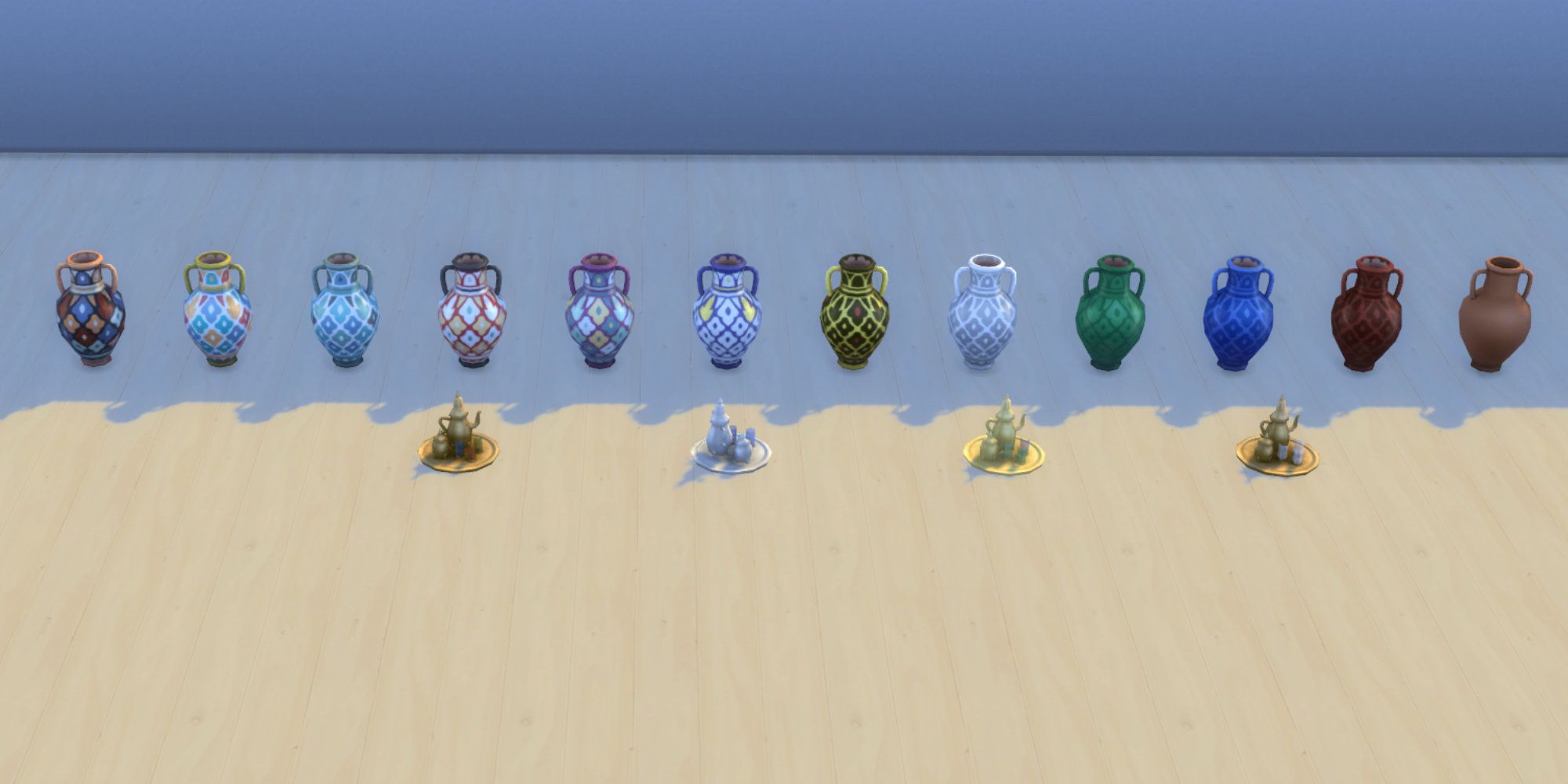 Sims 4 courtyard oasis vases and teaset