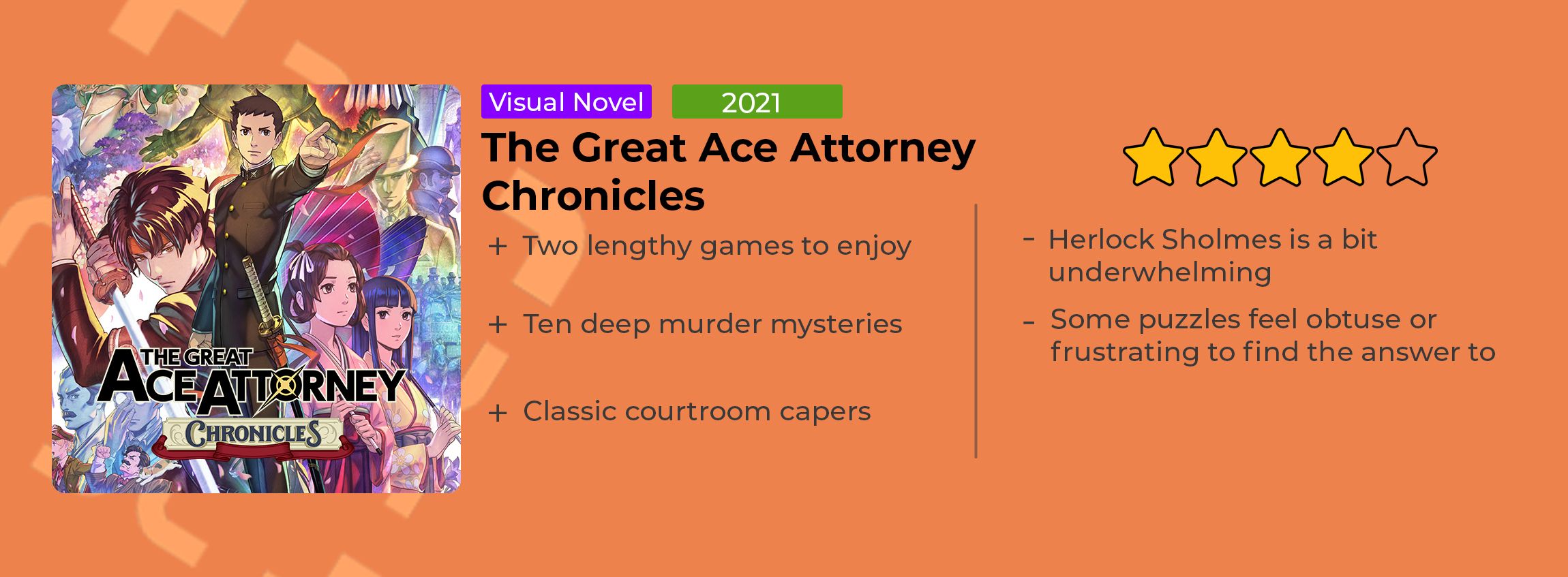 The Great Ace Attorney Chronicles Review Card
