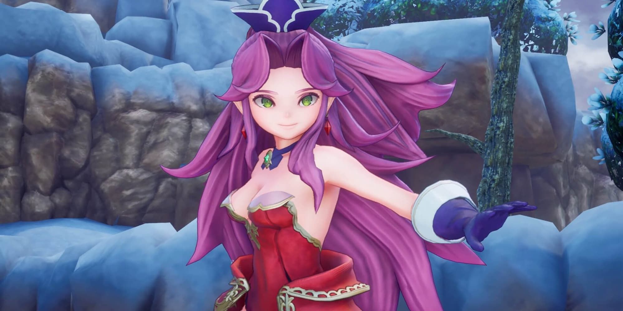 Angela from Trials of Mana posing in snow area.