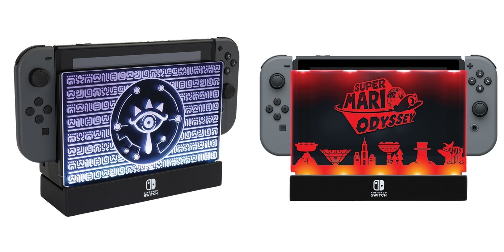 Two versions of a Nintendo Switch Light-Up Dock Shield