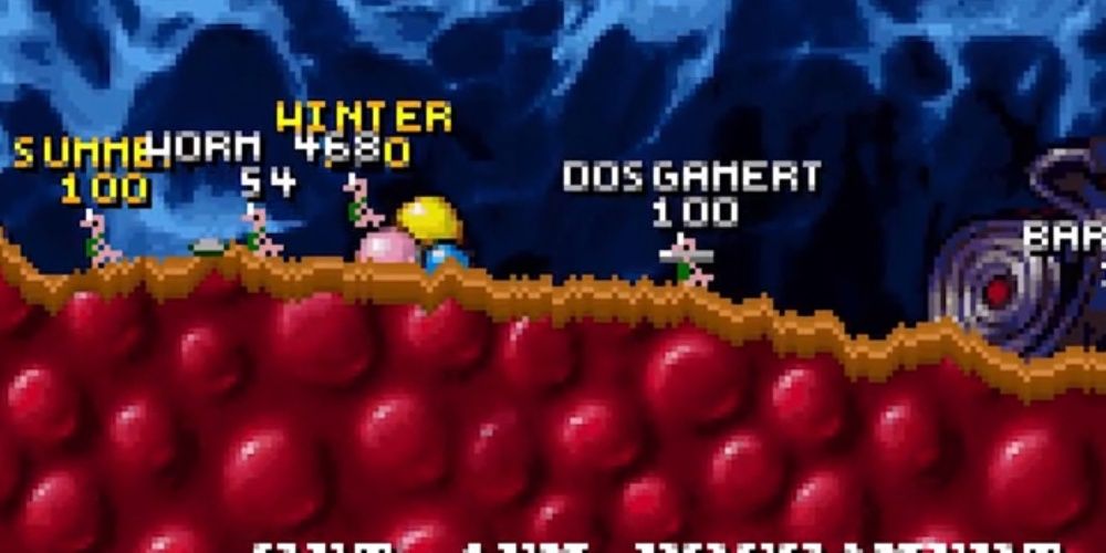 A Worms Game On One Of The Early Maps