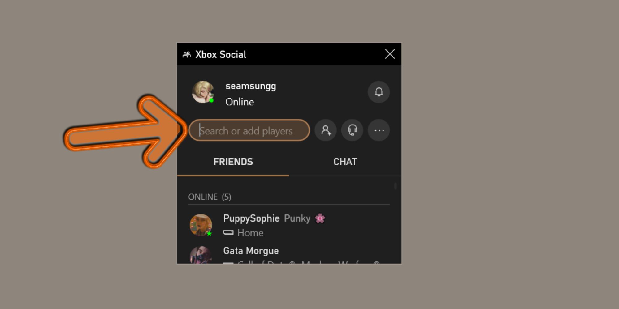 Xbox game bar add friend