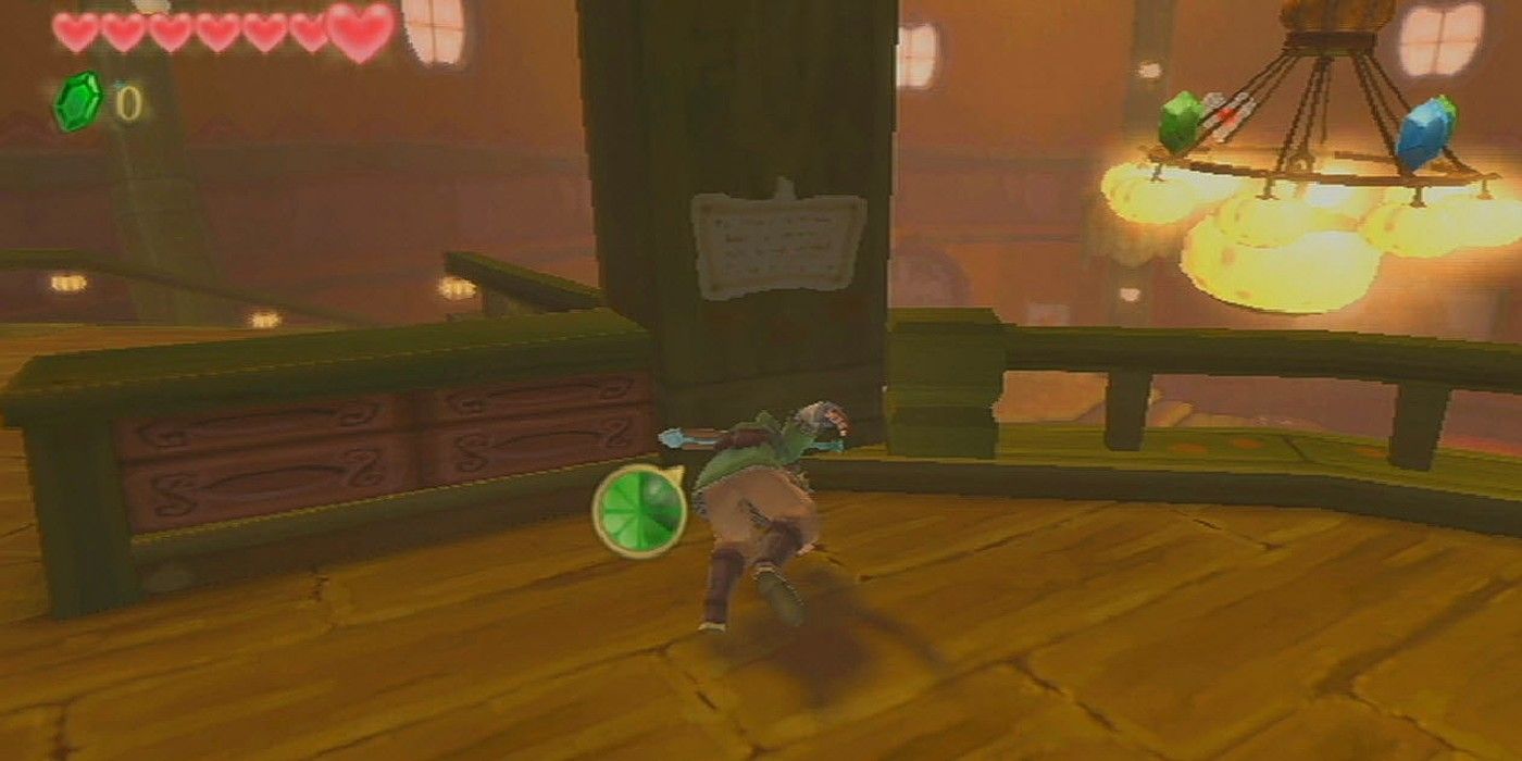 Zelda Skyward Sword Lofty Pumpkin rolling into pillar balcony