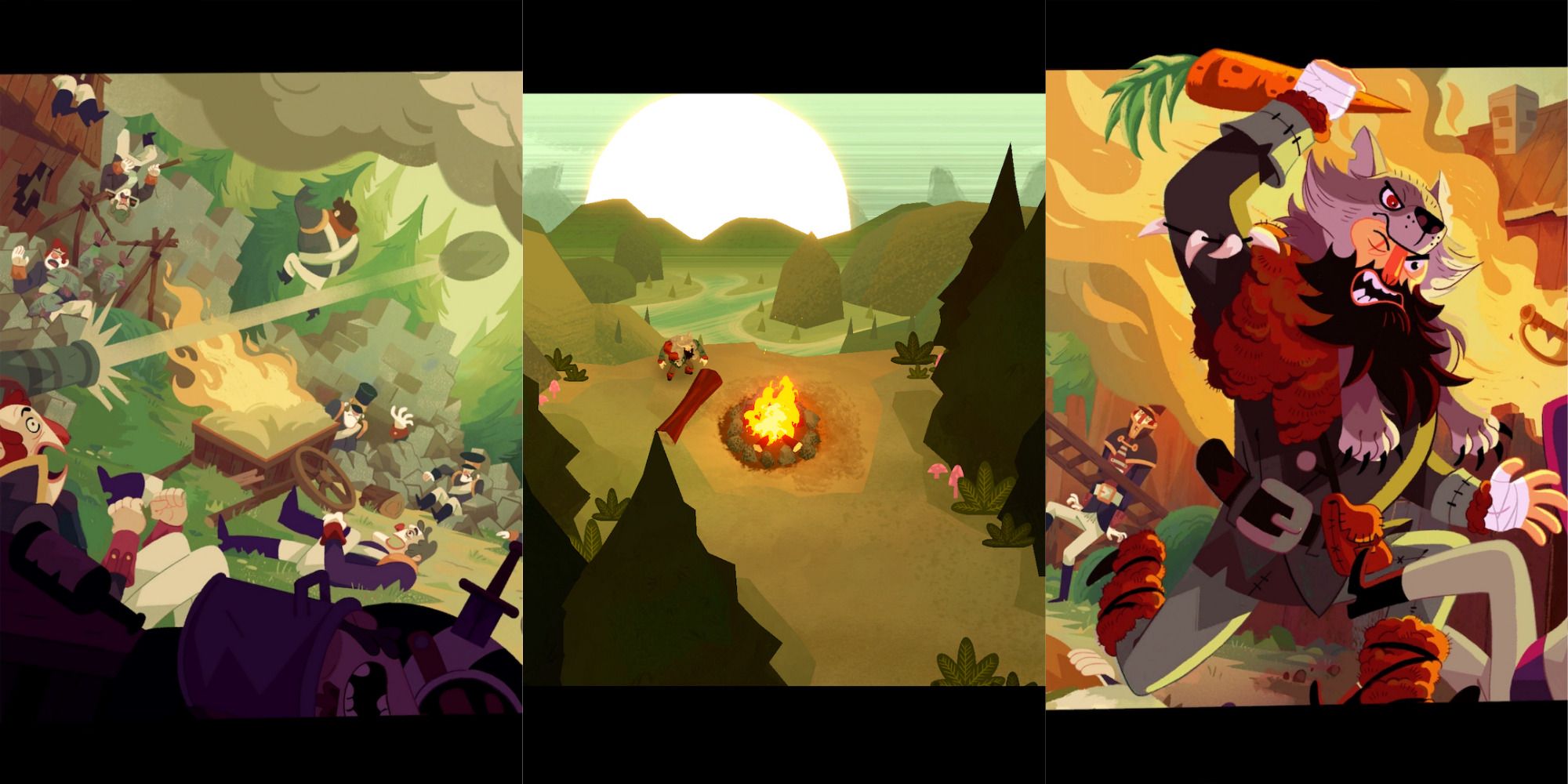bloodroots featured image, enemies, campfire, attacking with carrot