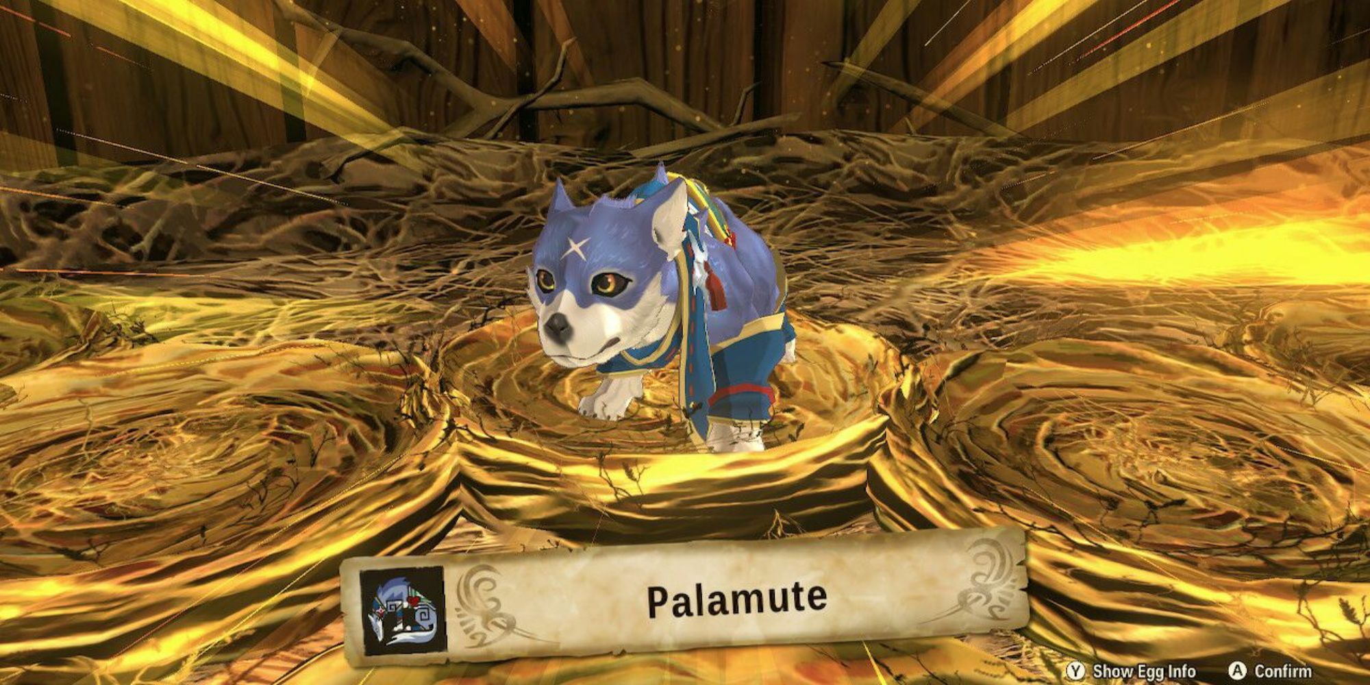 palamute in a nest from monster hunter stories 2
