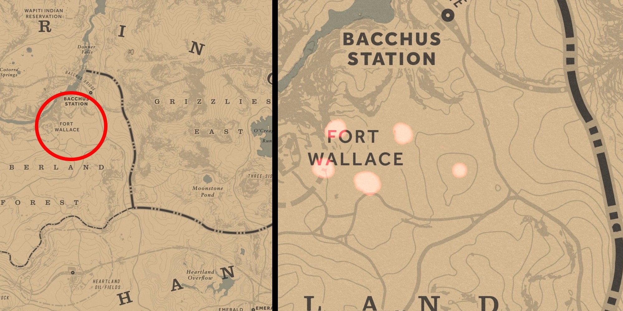 red dead online map for violet snowdrops fort wallace