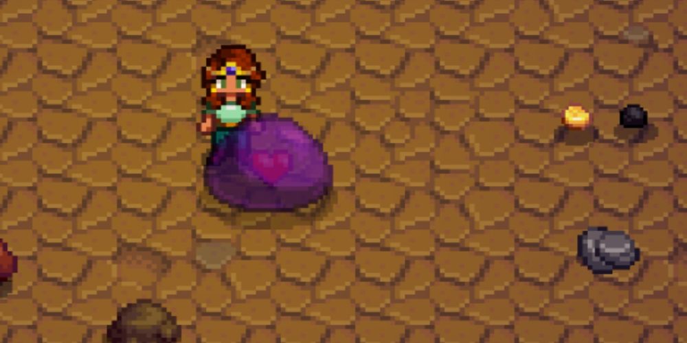 a purple slime with a heart inside it